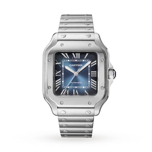 Cartier Santos de Cartier Watch, Medium Model, Steel, Automatic, Interchangeable Leather Strap
