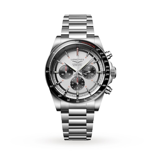 Longines Conquest Chronograph 42mm Mens Watch Silver
