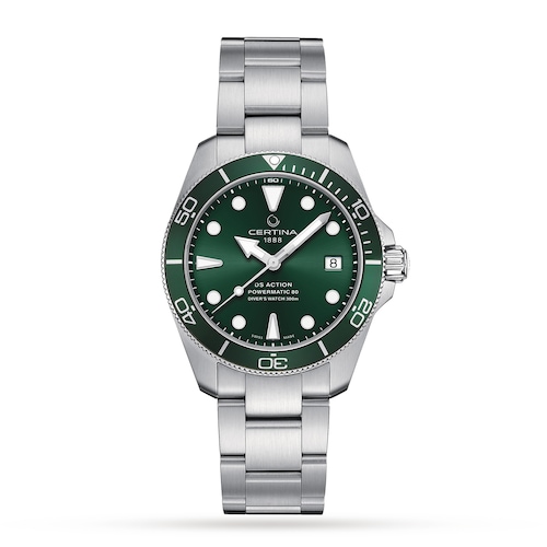 Certina Aqua DS Action Diver Green Dial 38mm Mens Watch