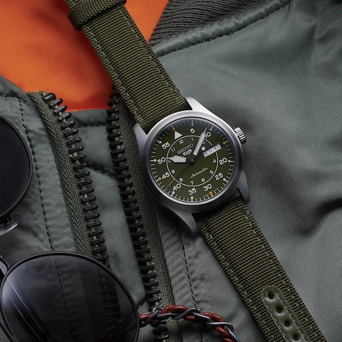 Seiko 5 Sports Flieger' Green 39mm Mens Watch