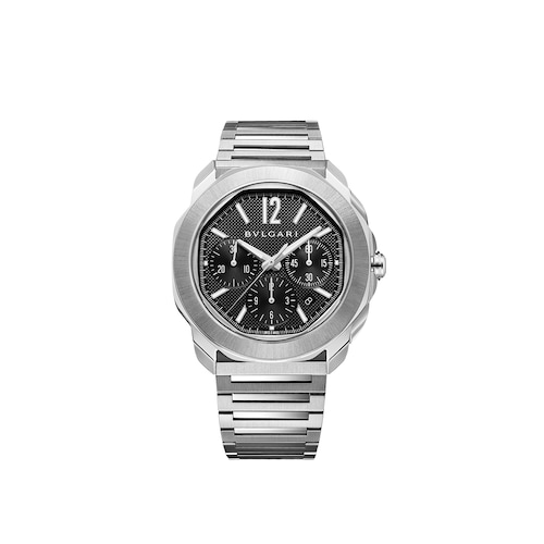 Bvlgari Stainless Steel Octo Roma 42mm Black Dial Auto Gents Interchangable Strap Chrono Watch