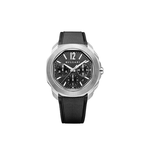 Bvlgari Stainless Steel Octo Roma 42mm Black Dial Auto Gents Interchangable Strap Chrono Watch