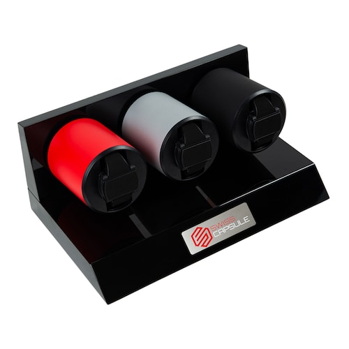 Swiss Capsule 3 Winder Red Silver Black Swiss Capsule 3 Winder Red Silver Black