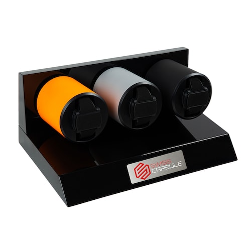 Swiss Capsule Triple Winder Silver Orange Black Swiss Capsule Triple Winder Silver Orange Black
